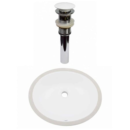 16.5 W CUPC Oval Undermount Sink Set In White, White Hardware, Overflow Drain Incl.